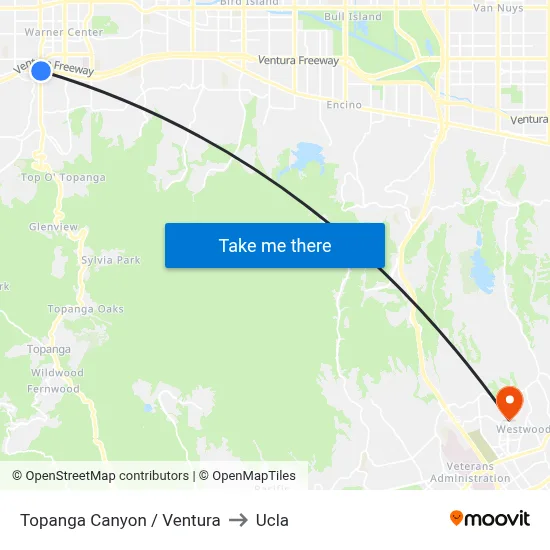 Topanga Canyon / Ventura to Ucla map