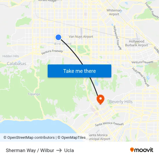 Sherman Way / Wilbur to Ucla map