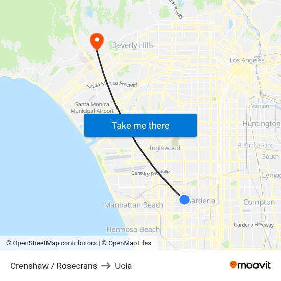 Crenshaw / Rosecrans to Ucla map