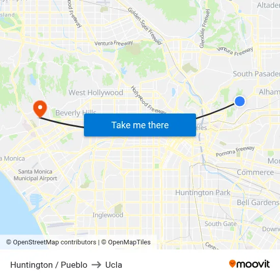 Huntington / Pueblo to Ucla map