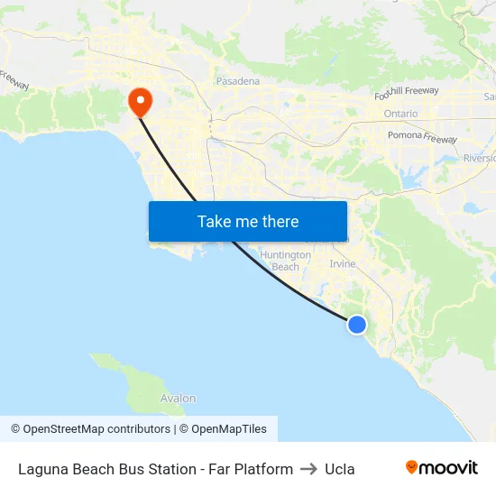 Laguna Beach Bus Station - Far Platform to Ucla map
