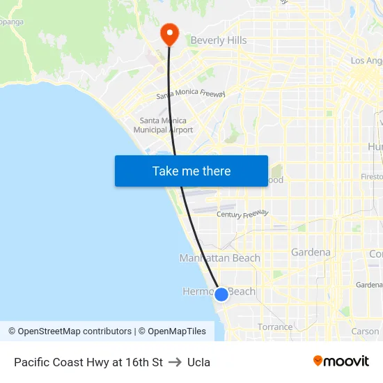 Pacific Coast Hwy at 16th St to Ucla map
