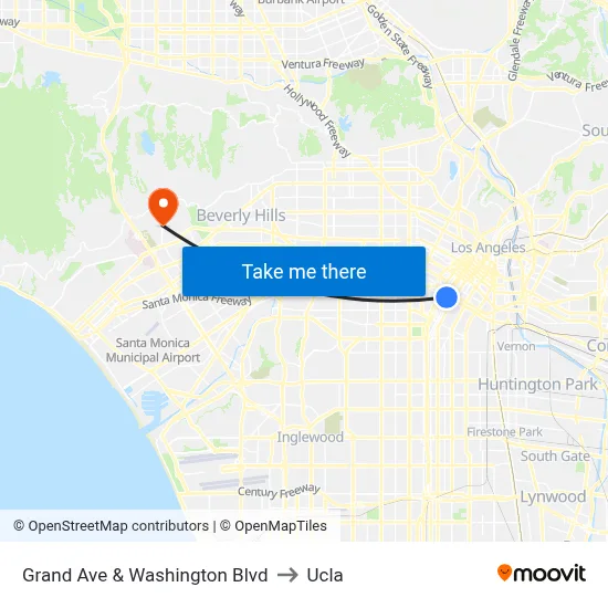 Grand Ave & Washington Blvd to Ucla map