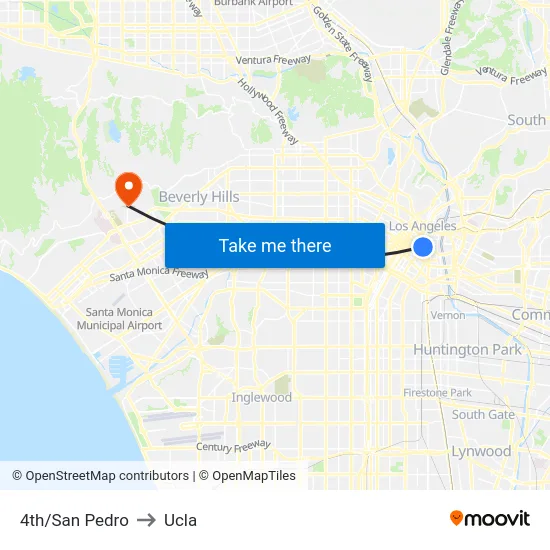 4th/San Pedro to Ucla map