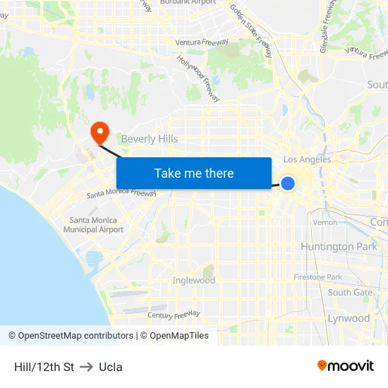 Hill/12th St to Ucla map