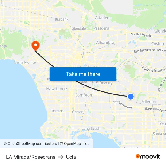 LA Mirada/Rosecrans to Ucla map