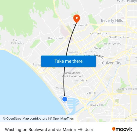 Washington Boulevard and via Marina to Ucla map