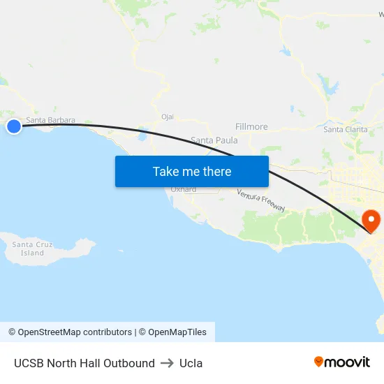 UCSB North Hall Outbound to Ucla map