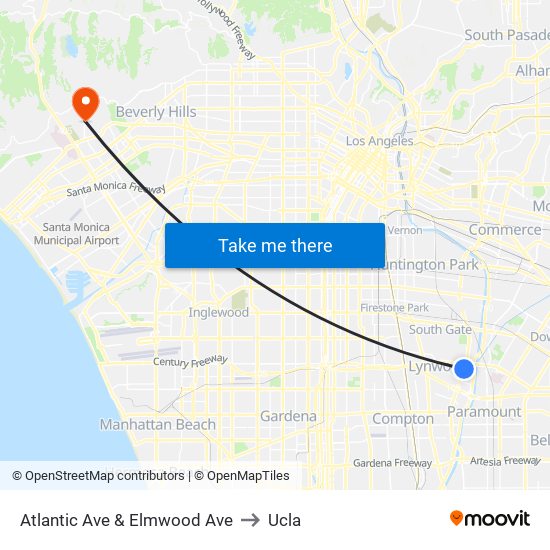 Atlantic Ave & Elmwood Ave to Ucla map