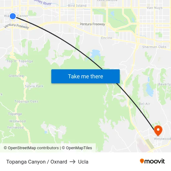 Topanga Canyon / Oxnard to Ucla map