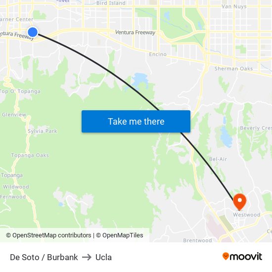 De Soto / Burbank to Ucla map