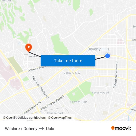 Wilshire / Doheny to Ucla map