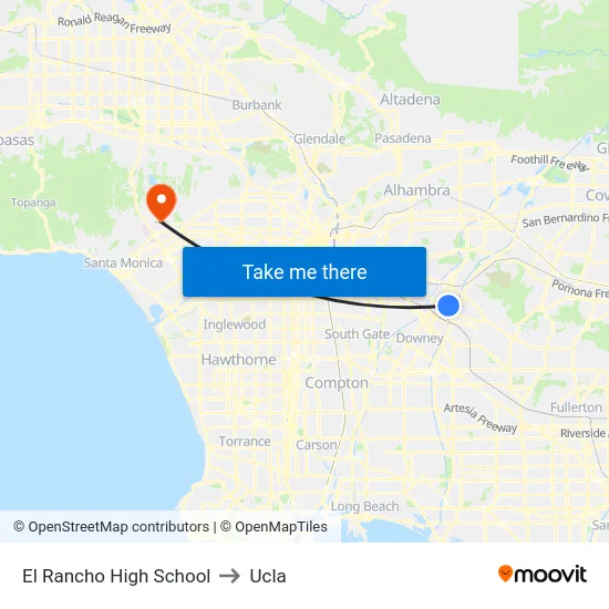 El Rancho High School to Ucla map