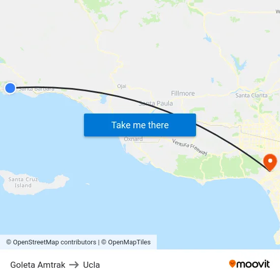Goleta Amtrak to Ucla map