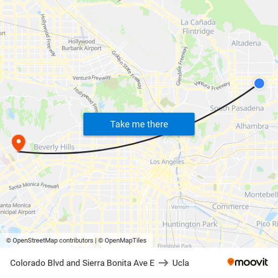 Colorado Blvd and Sierra Bonita Ave E to Ucla map