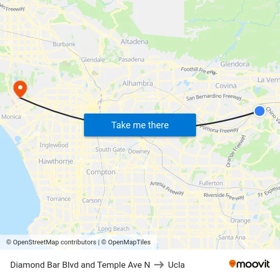 Diamond Bar Blvd and Temple Ave N to Ucla map