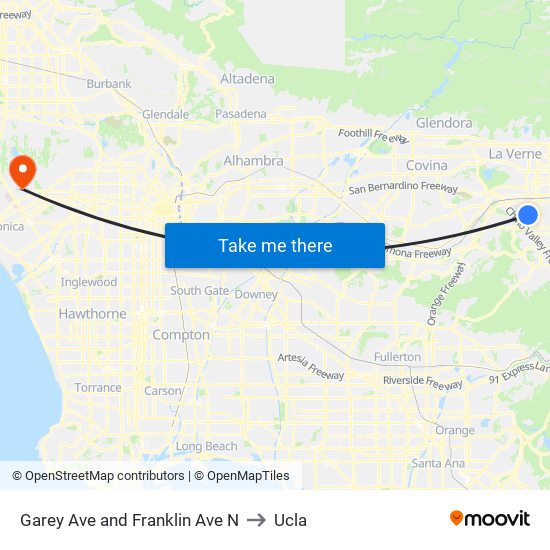Garey Ave and Franklin Ave N to Ucla map