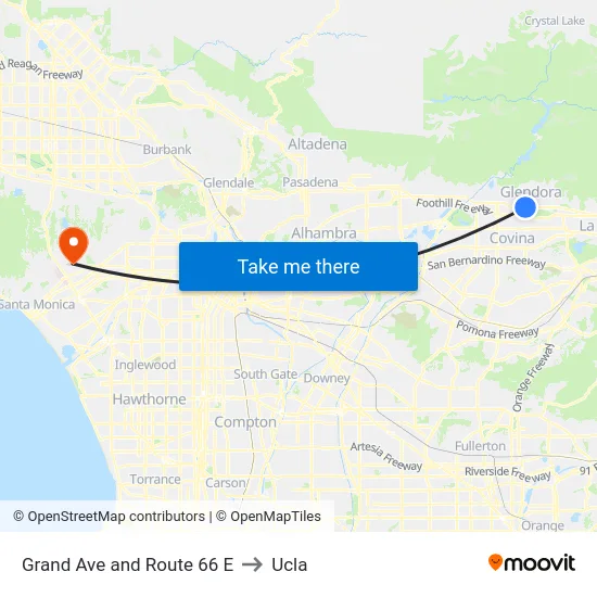 Grand Ave and Route 66  E to Ucla map
