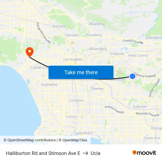 Halliburton Rd and Stimson Ave E to Ucla map