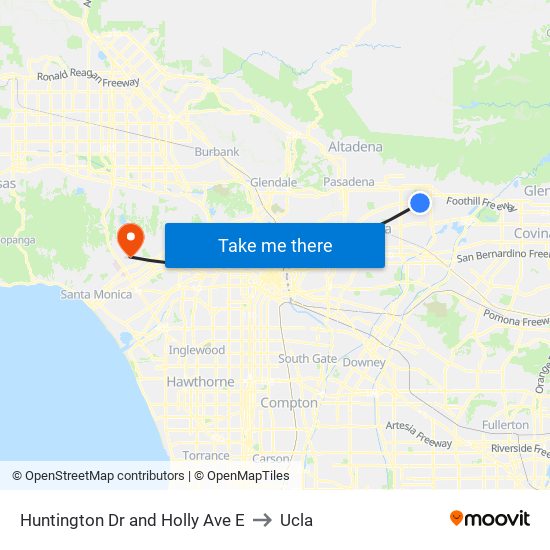 Huntington Dr and Holly Ave  E to Ucla map