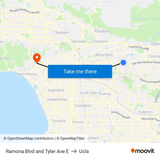 Ramona Blvd and Tyler Ave E to Ucla map