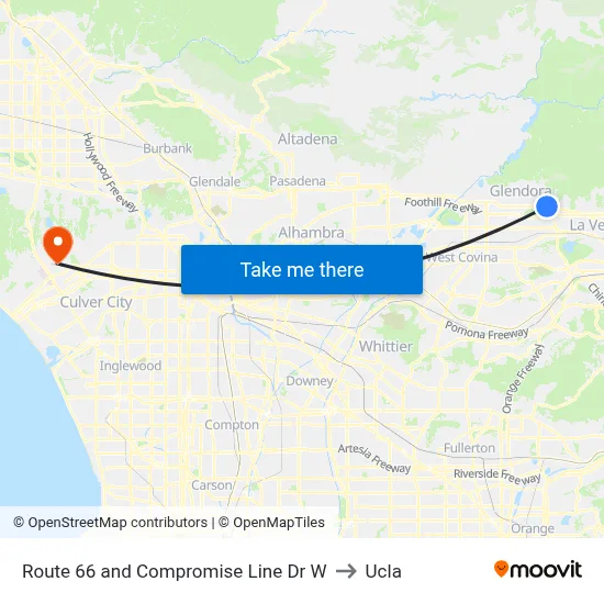 Route 66 and Compromise Line Dr W to Ucla map
