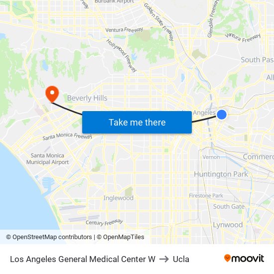 Los Angeles General Medical Center W to Ucla map