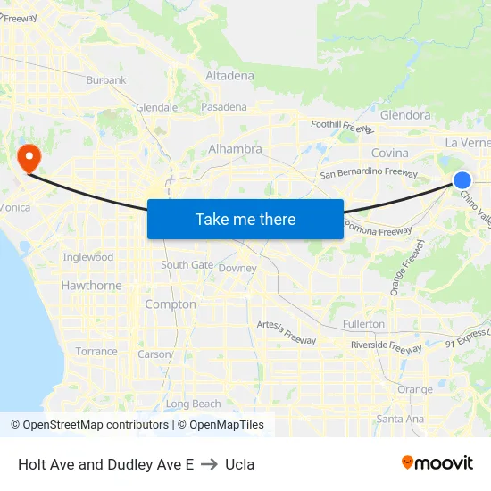 Holt Ave and Dudley Ave E to Ucla map