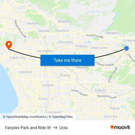 Fairplex Park and Ride W to Ucla map