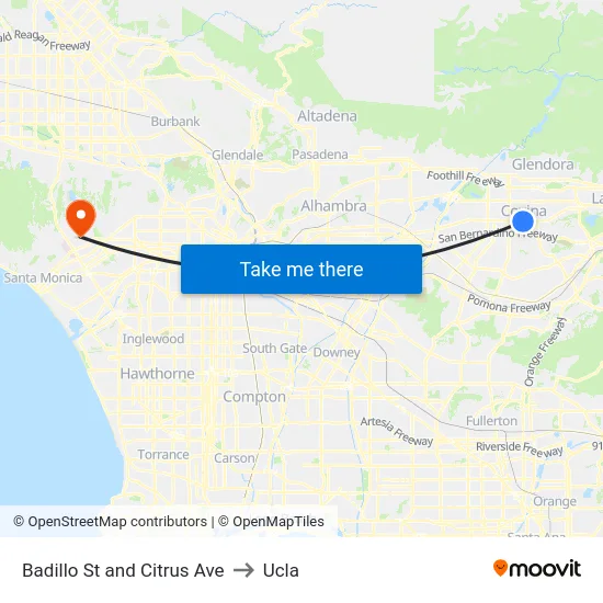 Badillo St and Citrus Ave to Ucla map
