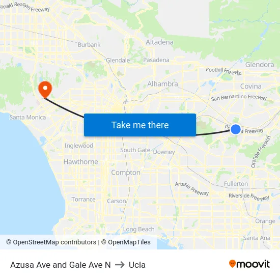Azusa Ave and Gale Ave N to Ucla map