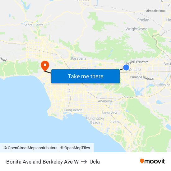 Bonita Ave and Berkeley Ave W to Ucla map