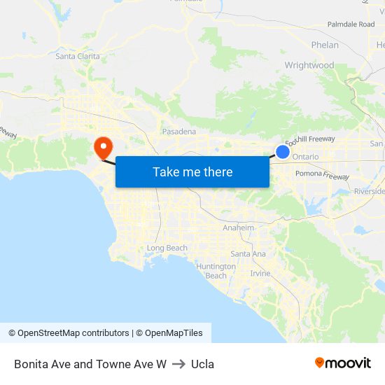 Bonita Ave and Towne Ave W to Ucla map