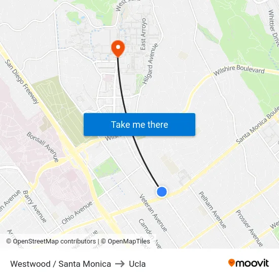 Westwood / Santa Monica to Ucla map