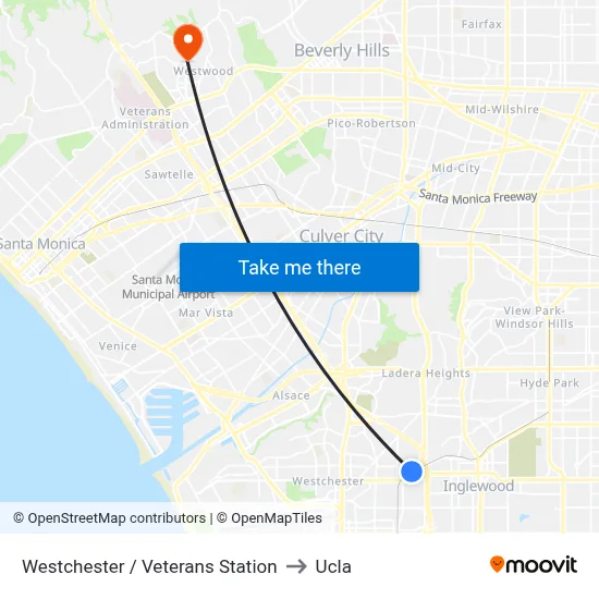 Westchester / Veterans Station to Ucla map