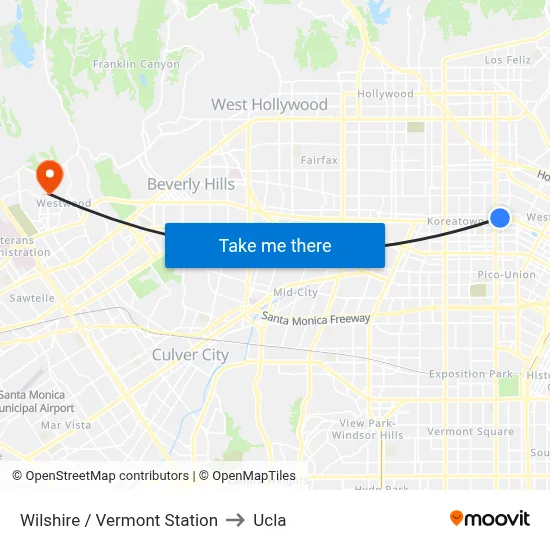 Wilshire / Vermont Station to Ucla map