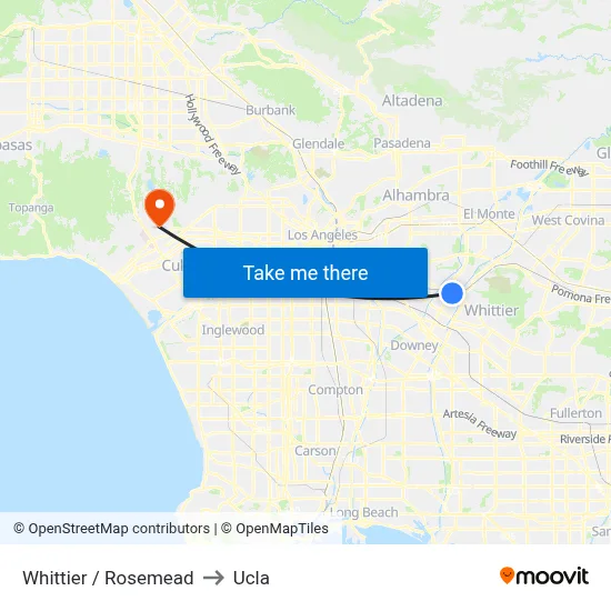Whittier / Rosemead to Ucla map