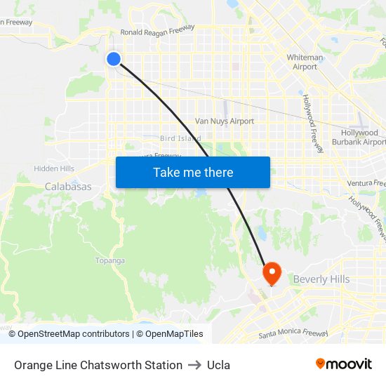 Orange Line Chatsworth Station to Ucla map