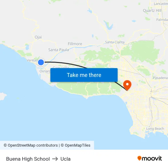Buena High School to Ucla map