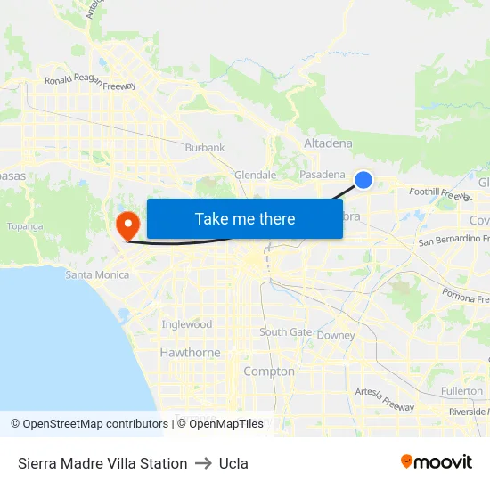 Sierra Madre Villa Station to Ucla map