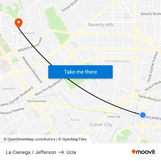 La Cienega / Jefferson to Ucla map