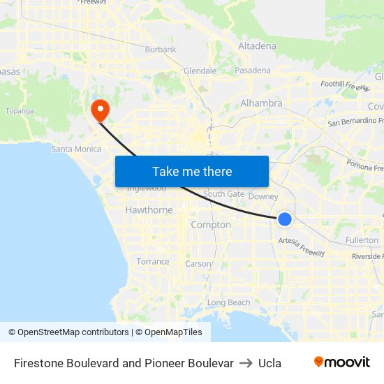 Firestone Boulevard and Pioneer Boulevar to Ucla map