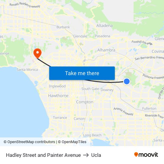 Hadley Street and Painter Avenue to Ucla map