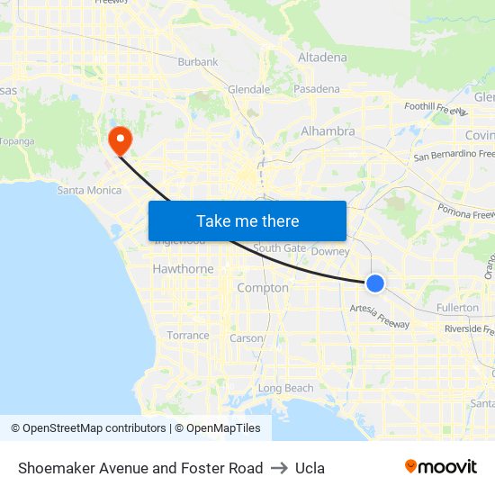 Shoemaker Avenue and Foster Road to Ucla map