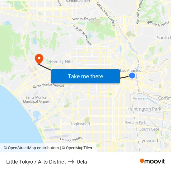 Little Tokyo / Arts District to Ucla map