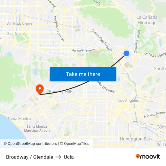 Broadway / Glendale to Ucla map