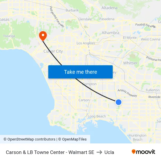Carson & LB Towne Center - Walmart SE to Ucla map