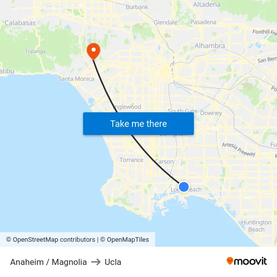 Anaheim / Magnolia to Ucla map