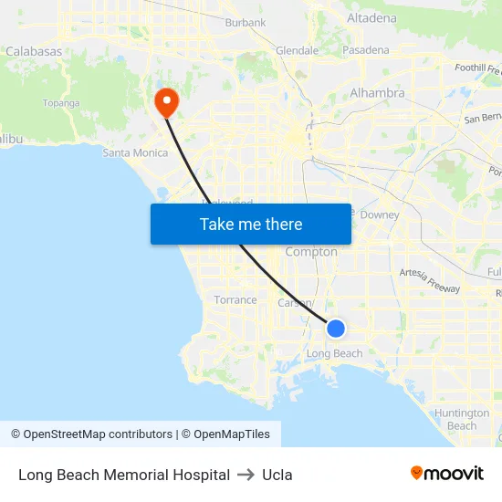 Long Beach Memorial Hospital to Ucla map