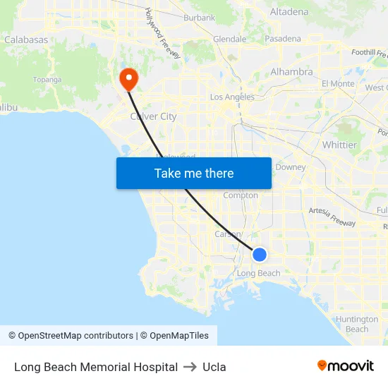 Long Beach Memorial Hospital to Ucla map